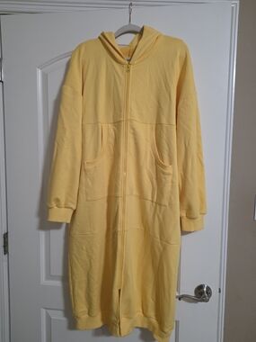 Yellow Hooded Long Zip Jacket